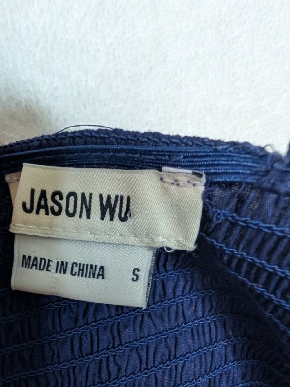 Jason Wu Tiered Embroidered Eyelet Maxi Dress Navy Shoulder Bow Ties Size S - Picture 5 of 14